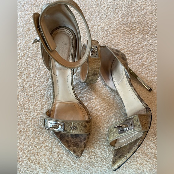 Givenchy Animal Print Silver Claw Sandal Ankle Strap Heel - Picture 6 of 11